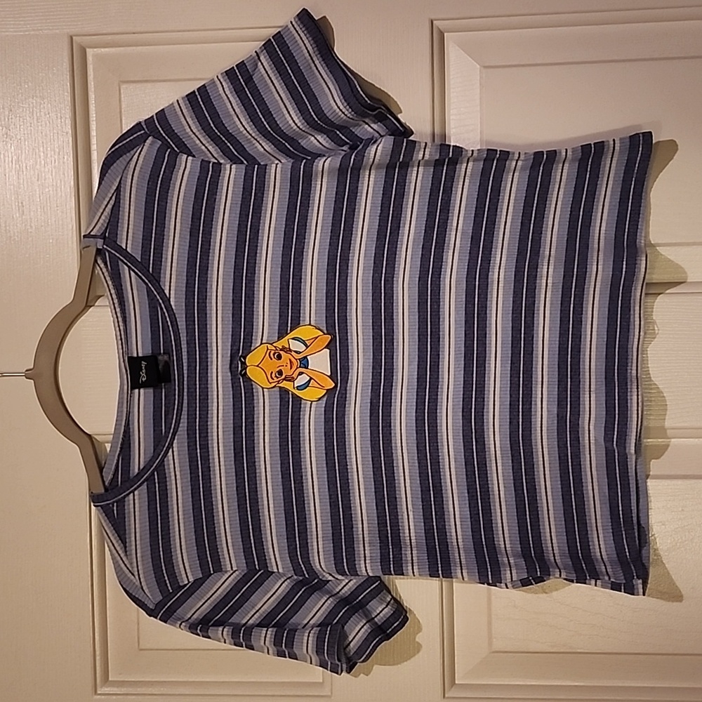 Disney. Alice in Wonderland. Blue striped. Crop top. Women's Medium.